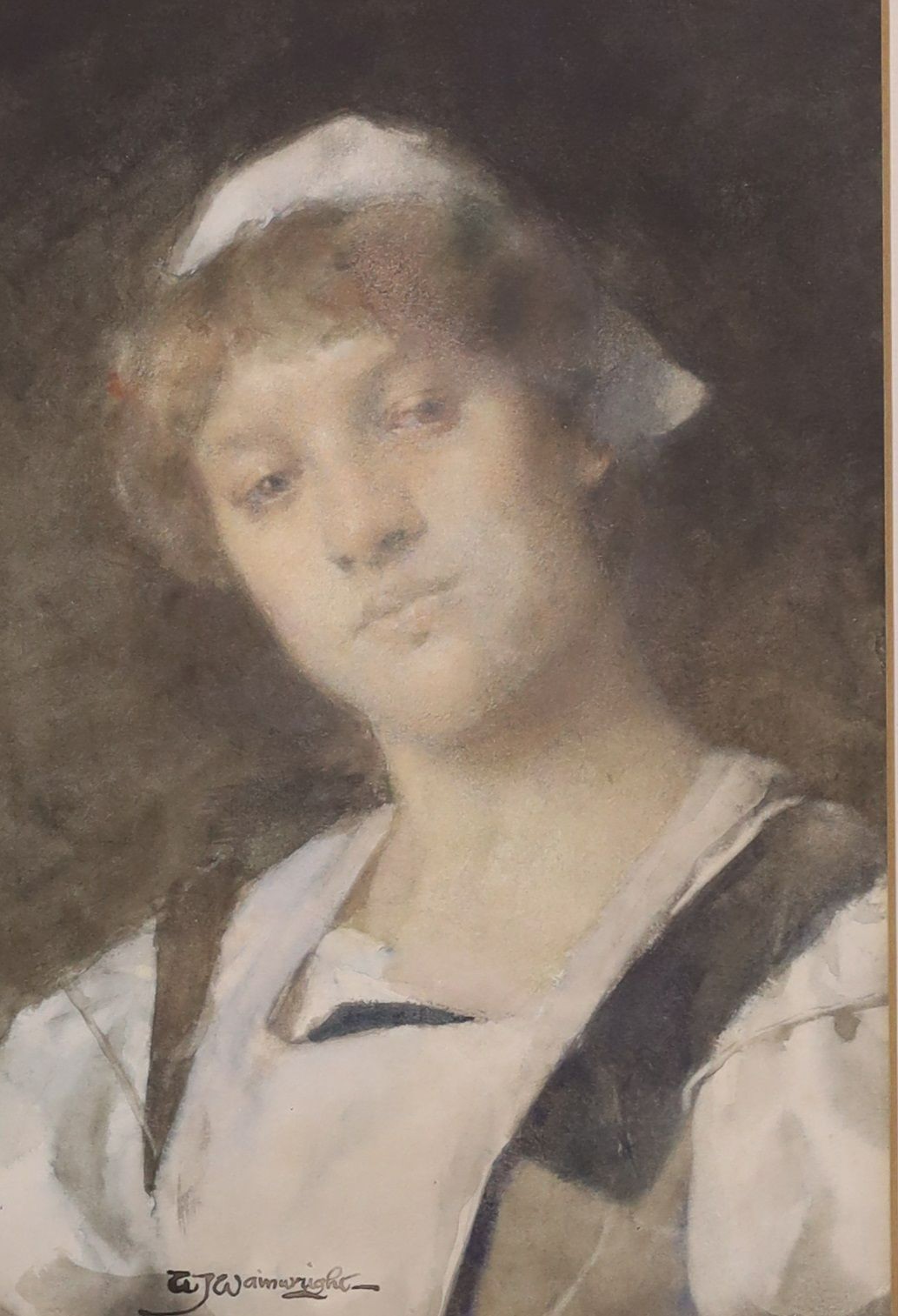 William John Wainwright (1855-1931), watercolour, portrait of a young lady, signed, 25 x 17cm.